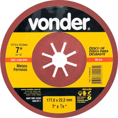 Disco de Fibra para Desbaste 7'' G40 Vonder