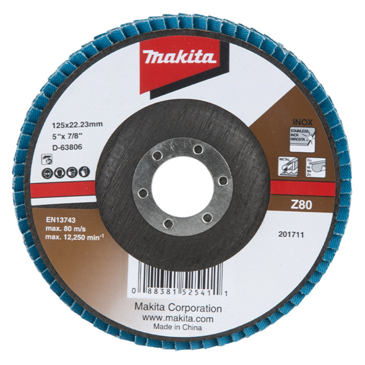 Disco Flap 125 mm x 22.23 mm Z80 D-63806 Makita D-63806