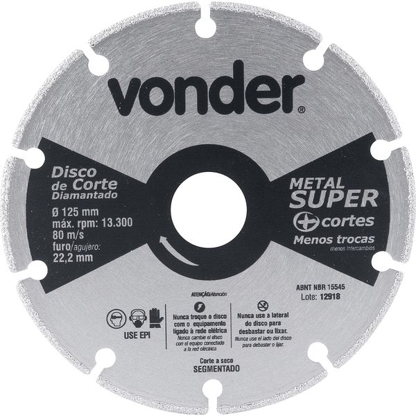 Disco Corte Diamantado 125mm Metal Super Vonder