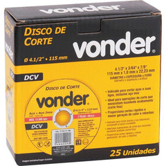 Disco de corte 115,0x1,0x22,23 p/ aço carbono e inox Vonder