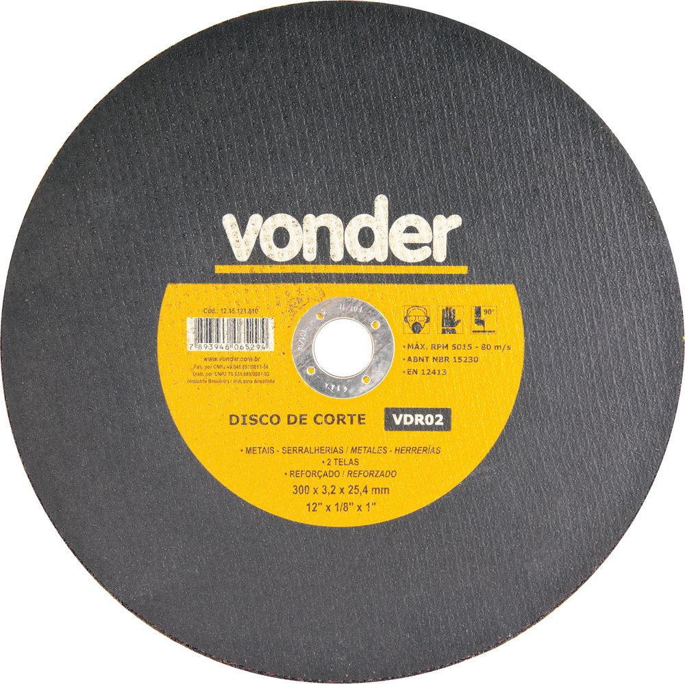 Disco Corte 300,0x3,0x25,40 2 Telas Aço Carbono Vdr0 Vonder