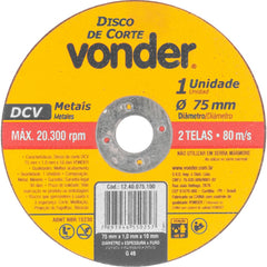 Disco de Corte 75mmX1,0mmX10mm - Vonder