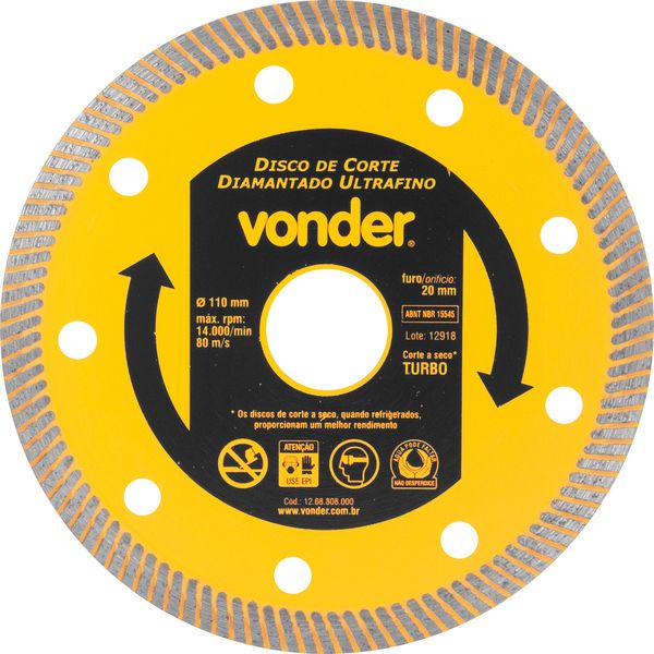 Disco de Corte Diam. 110mm p/ Porcelanato UltraFino Vonder