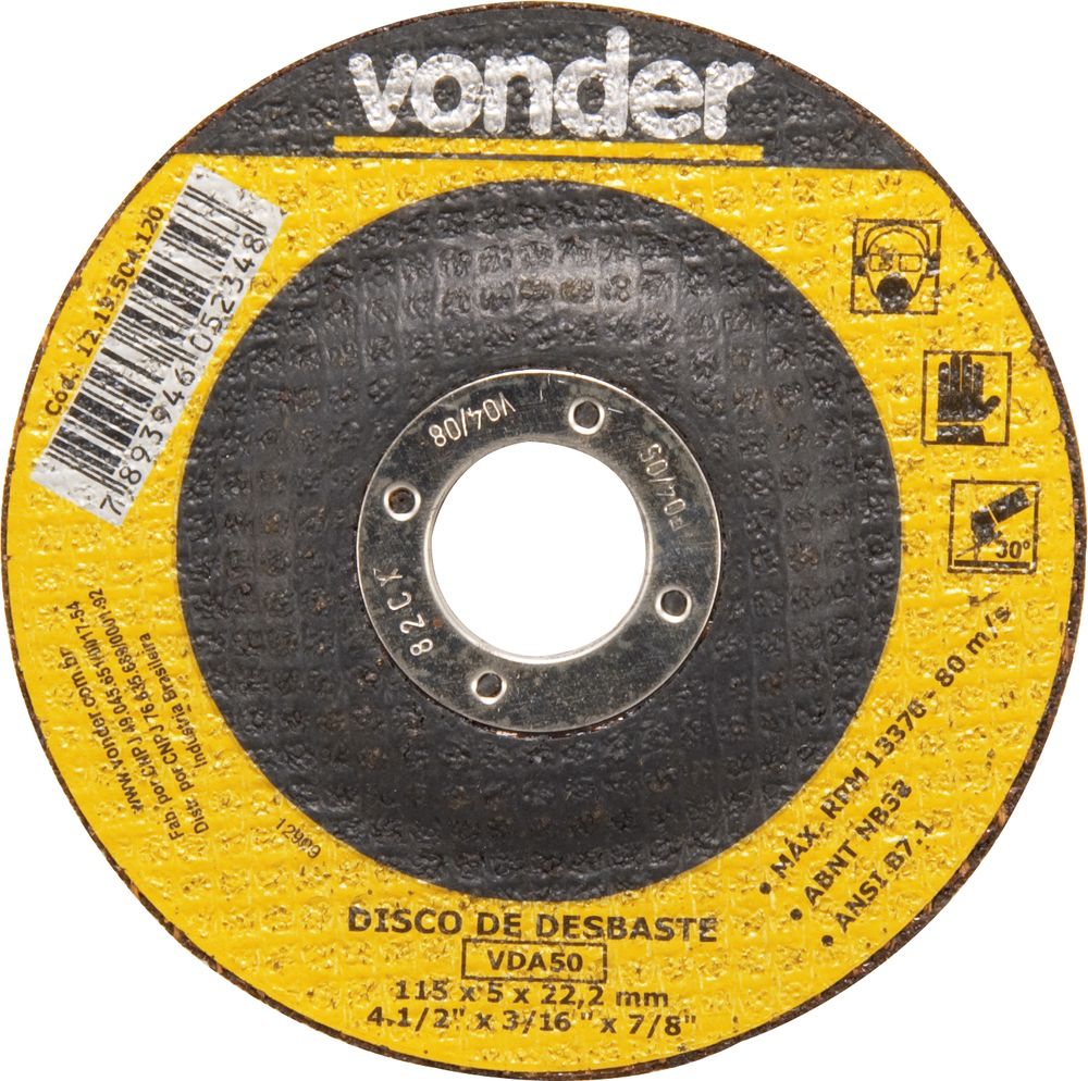 Disco Desbaste 114,3x5,0x22,22 Para Aço Carbono Vda50 Vonder