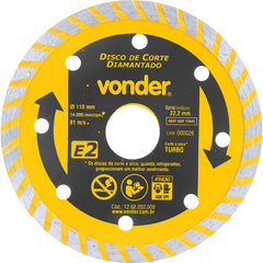 Disco Diamantado 110mm E2 Furo 22 Vonder