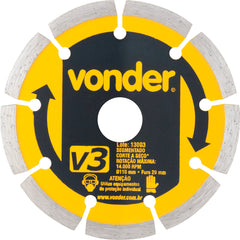Disco diamantado 110mm segmentado furo 20mm v3 Vonder