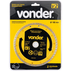 Disco diamantado 180mm turbo furo 25mm v2 Vonder