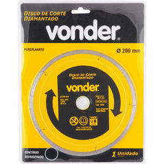 Disco diamantado 200mm contínuo furo 25mm xld Vonder