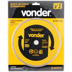 Disco Diamantado 230 mm Contínuo Furo 22,2 mm V1 Vonder