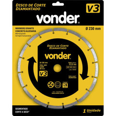 Disco diamantado 230mm segmentado furo 22mm v3 Vonder