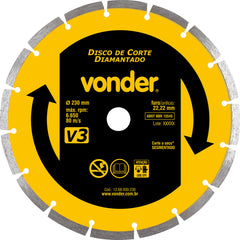 Disco diamantado 230mm segmentado furo 22mm v3 Vonder