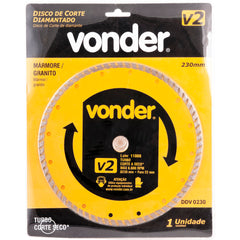 Disco diamantado 230mm turbo furo 22mm v2 Vonder