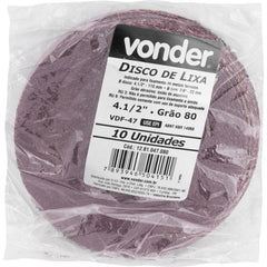 Disco lixa fibra 115mm g80 dvf47 10 peças Vonder