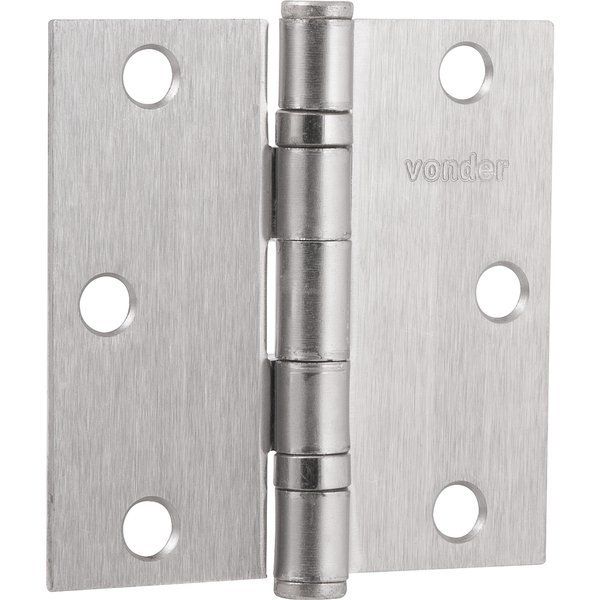 Dobradiça p/ porta 3" aço carbono niquelado c/ 3 pç Vonder