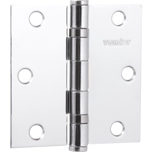 Dobradiça p/ porta 4" aço carbono cromado c/ 3 peças Vonder
