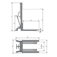 Empilhadeira Manual 2,0T 690X1150mm Altura 1,6M EMP2016 Bovenau