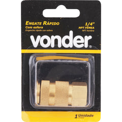 Engate rápido fêmea 1/4" npt latão esfera cartela - Vonder