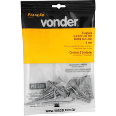 Escápula e Bucha Plástica com Anel 6,0 mm com 5 peças Vonder
