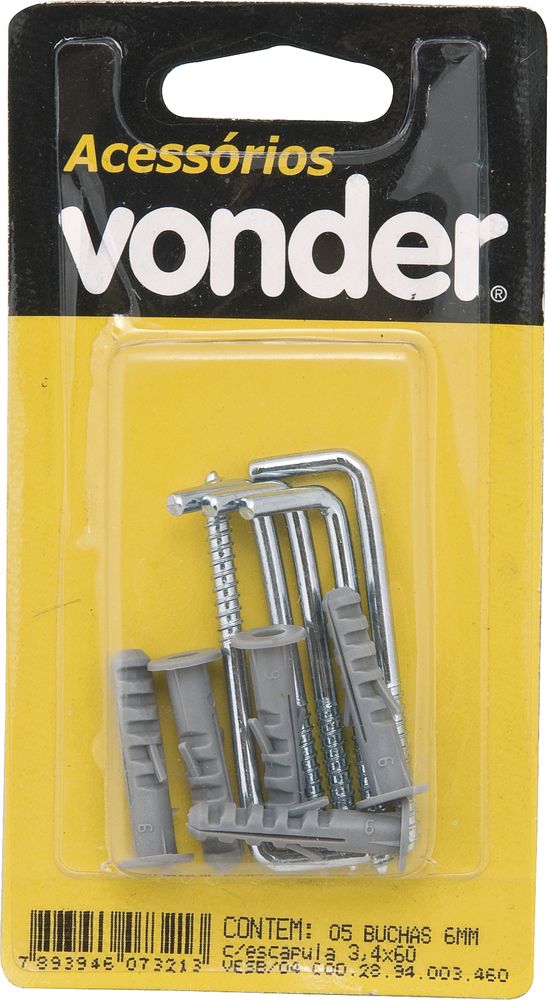 Escapula 4,9x70mm zincado c/ bucha 10mm c/ 2 peças Vonder