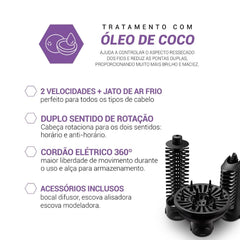 Escova Rotativa Beauty Shine PEC07R 1100W Philco Seca Modela Alisa Com Acessórios 220V