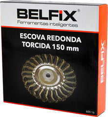 Escova circular torcida aço carbono 150mm - Belfix