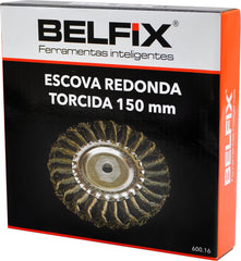 Escova circular torcida aço carbono 150mm - Belfix