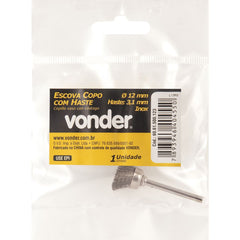 Escova Copo 12mm Inox Com Haste Para Microrretífica Vonder