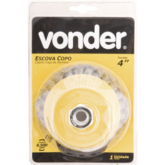 Escova Copo Torcida 4  Rosca M14 Aço Carbono Polido 8500rpm