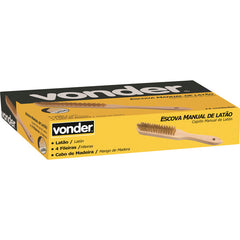 Escova Manual Latao 4 Fileiras cabo Madeira - Vonder