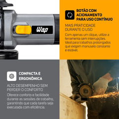 Esmerilhadeira Angular 5” WAP WF ES01 com Empunhadura Auxiliar E Grade Anti-Poeira 127V