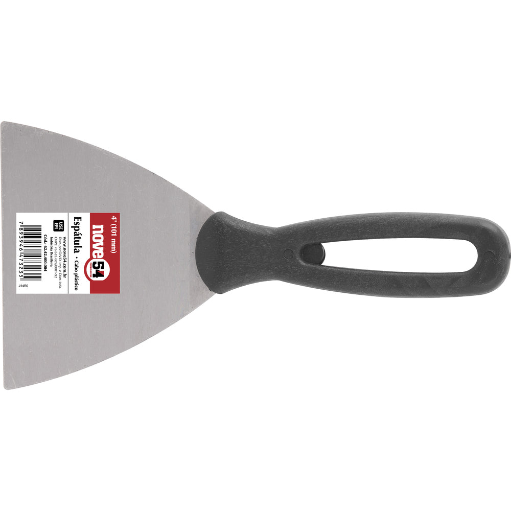 Espátula Betumadeira Aço Carbono 4  10,1cm Cabo Plástico - N