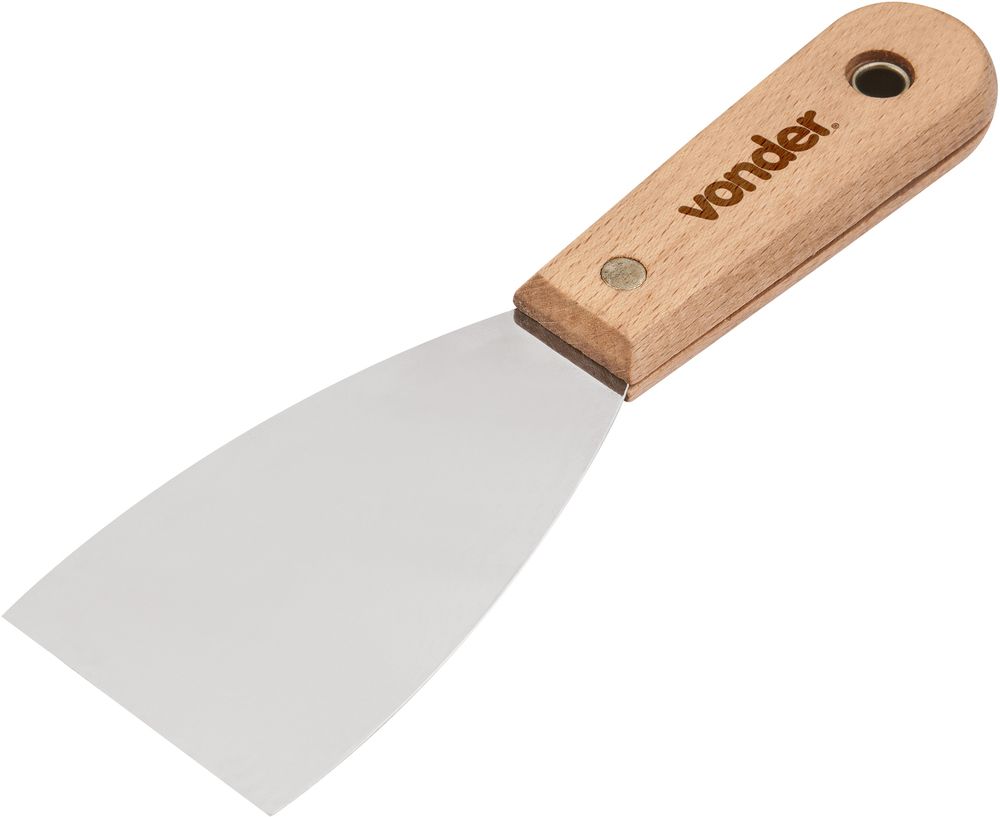 Espátula betumadeira aço inox 2.1/4" 6cm cabo madeira Vonder