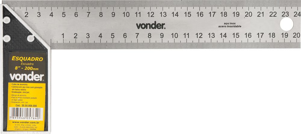Esquadro 8" cabo alumínio Vonder
