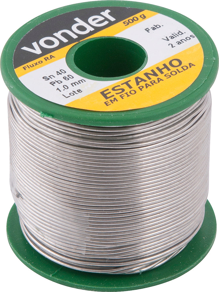 Estanho fio 1,0mm 40x60 500g carretel Vonder