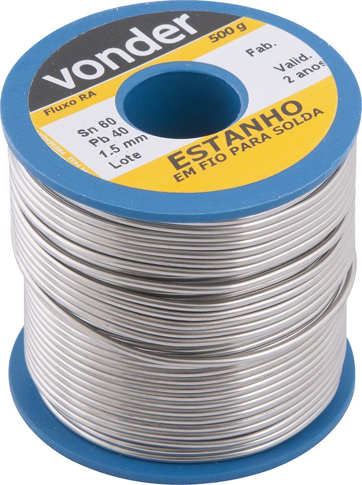 Estanho fio 1,5mm 60x40 500g carretel Vonder