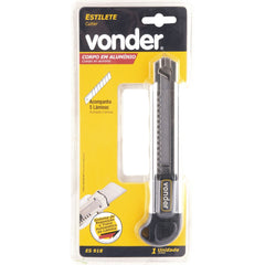Estilete Largo 18mm Corpo Alumin. Guia Metal Botão T Vonder