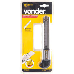 Estilete Largo 18mm Corpo Alumin. Guia Metal Botão T Vonder