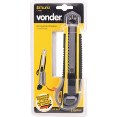 Estilete Largo 18mm Corpo Plástico Guia Metal Botão T Vonder