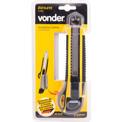 Estilete Largo 18mm Corpo Plástico Guia Metal Botão T Vonder