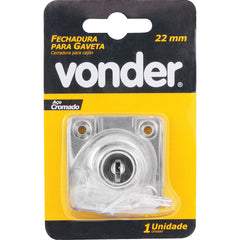 Fechadura para gaveta 22mm cromado Vonder