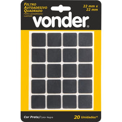 Feltro autoadesivo quadrado 22mm com 20 peças Vonder