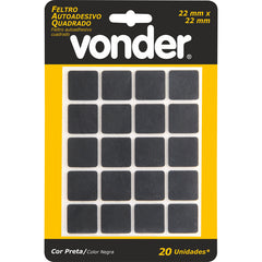 Feltro autoadesivo quadrado 22mm com 20 peças Vonder