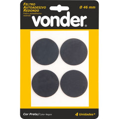 Feltro autoadesivo redondo 46mm com 4 peças Vonder