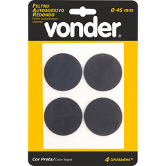 Feltro autoadesivo redondo 46mm com 4 peças Vonder