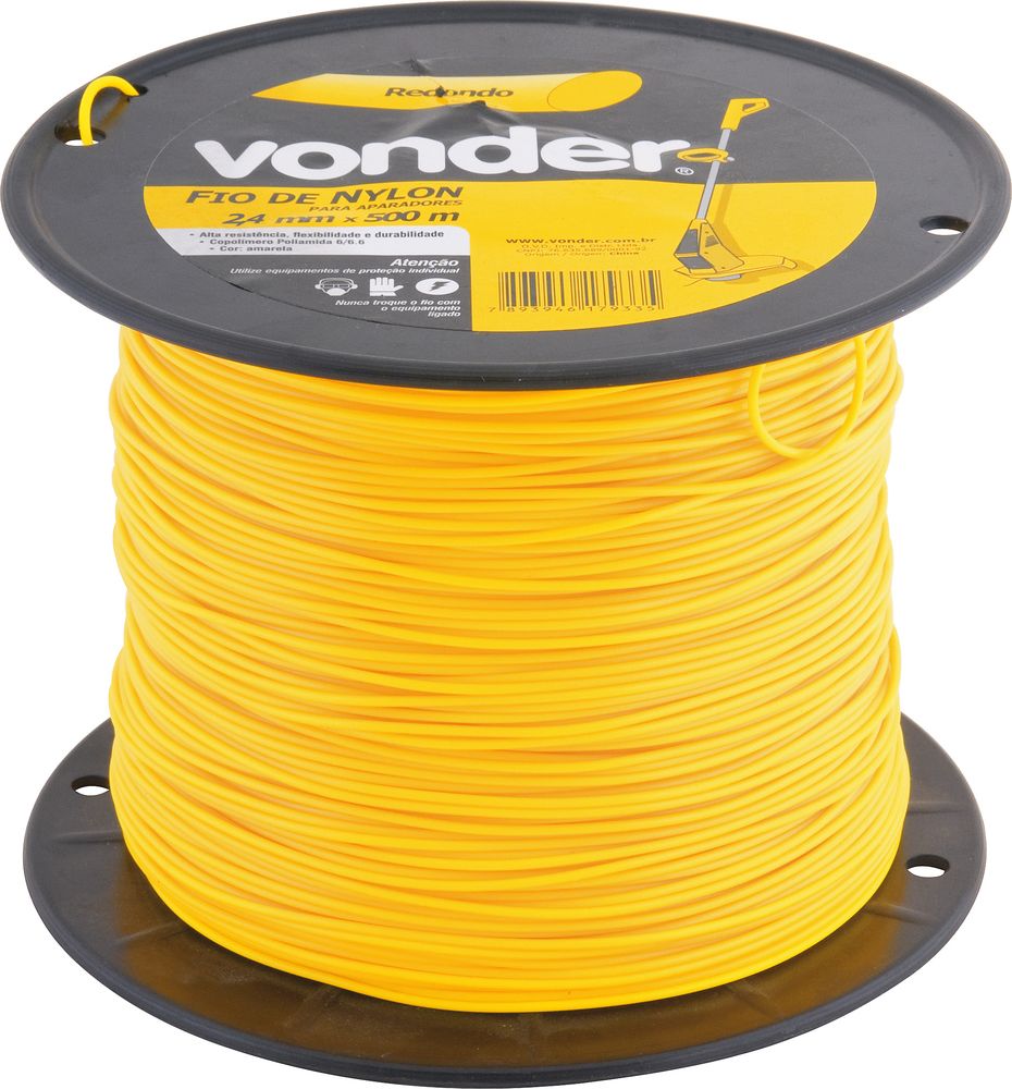 Fio Nylon 2,4mmx500m Redondo Roçadeiras E Aparadores Vonder