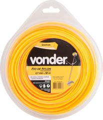 Fio Nylon 2,7mmx50m Quadrado Roçadeiras E Aparadores Vonder