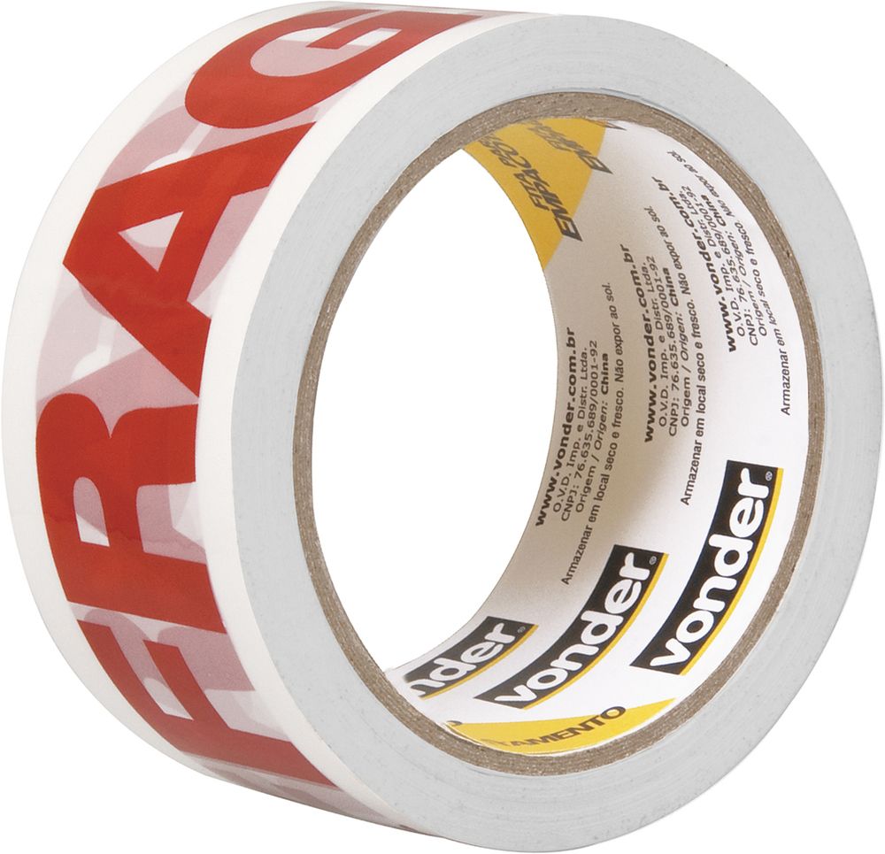 Fita adesiva para embalagem 48mmx50m branca frágil Vonder