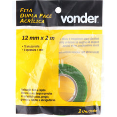 Fita dupla face acrílica 12mmx2m incolor Vonder