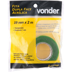 Fita dupla face acrílica 19mmx2m incolor Vonder