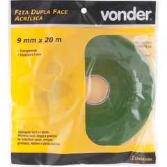 Fita dupla face acrílica 9mmx20m incolor Vonder